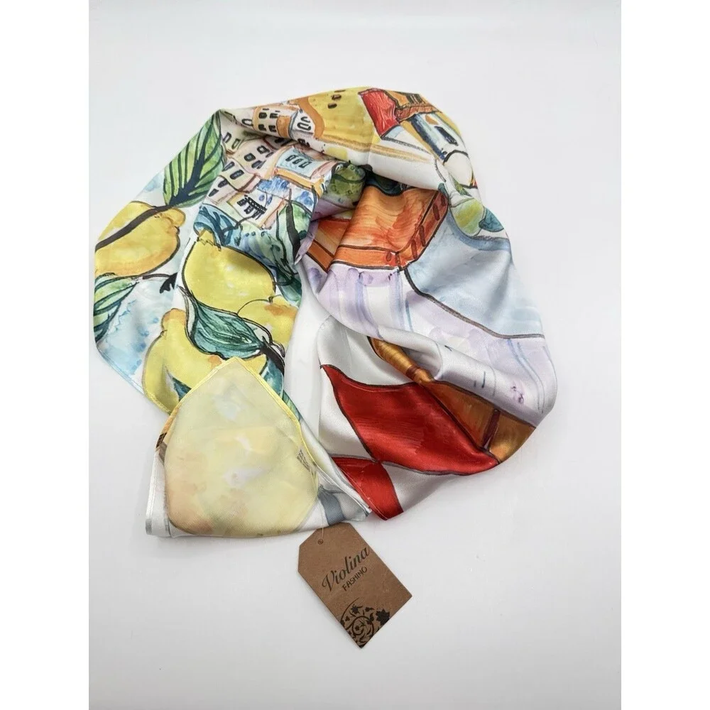 Amalfi Italy Coast Positano Silk Scarf Lemon Scarf Summer Scarf Gift for Her NWT